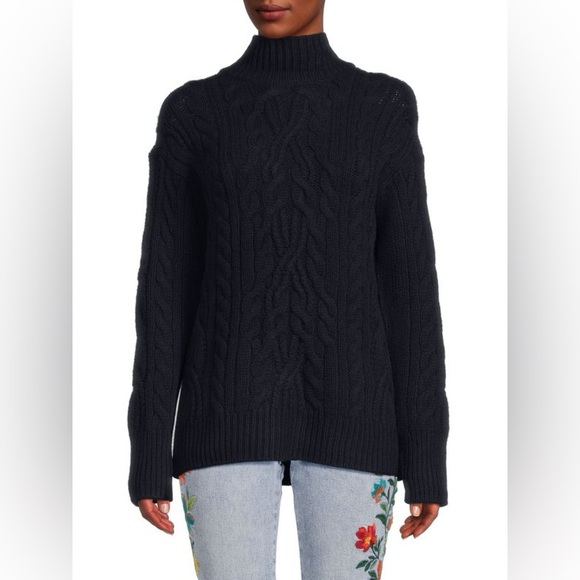 Vince Oversized Cable-Knit Wool Blend Sweater in Coastal Navy New Size Small - Picture 1 of 10